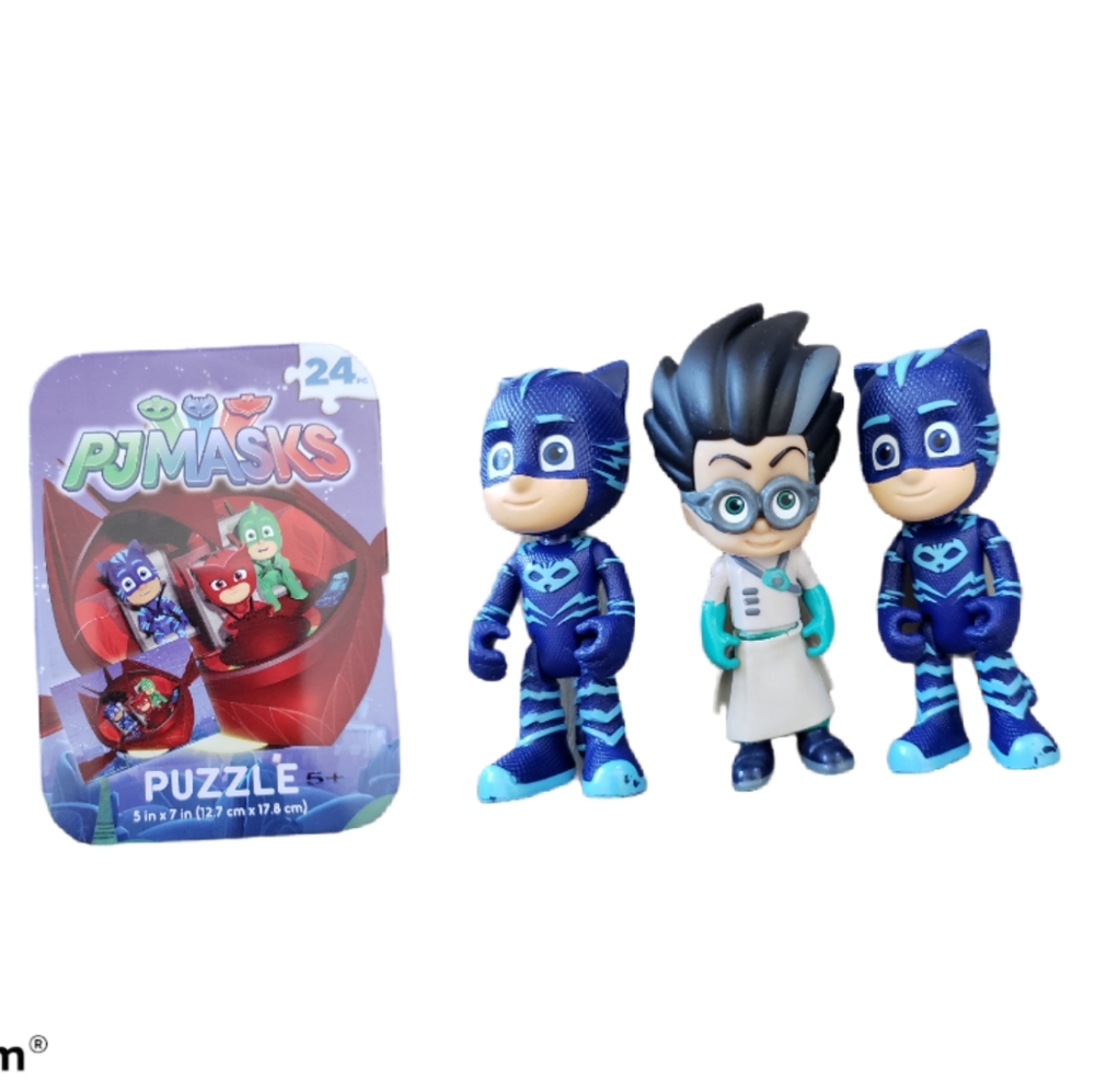 Lot of PJ Masks Set of Poseable Figures + Puzzle